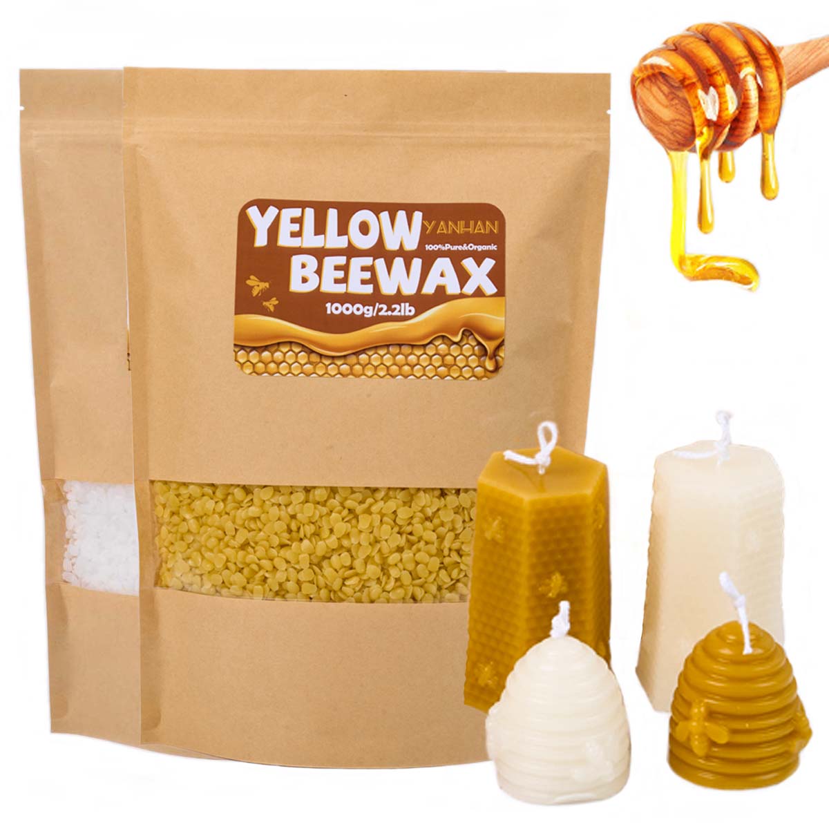 1000g Pure Natural Granular Wh – обзор и цена Candle Making Kit Beeswax